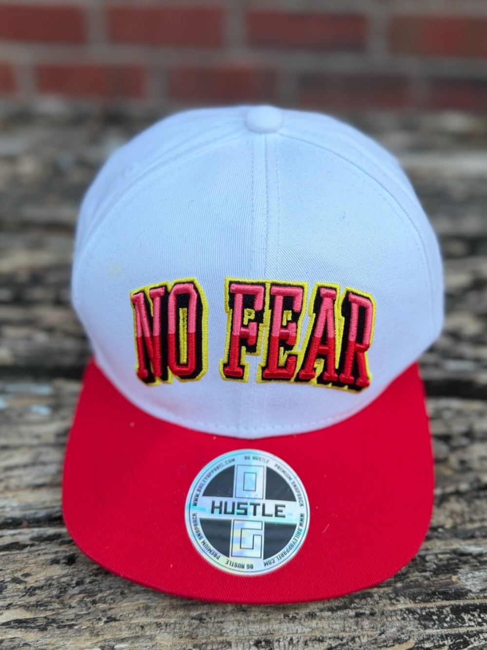 NWT OG Hustle NO FEAR Red & White Embroidered Youth Snapback Adjustable Hat